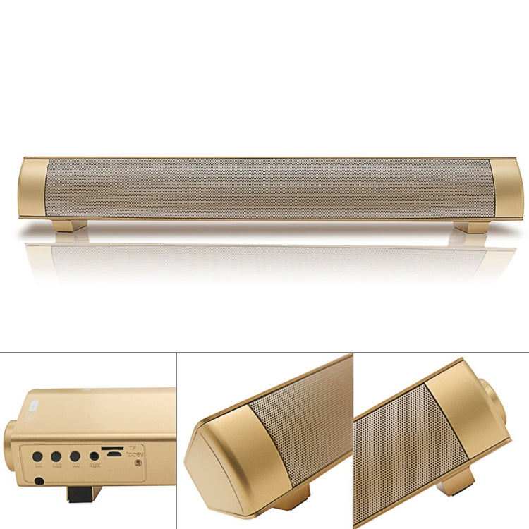 Soundbar LP-08 (CE0150) USB MP3 Player 2.1CH Bluetooth Wireless Sound Bar Speaker (Gold) - Desktop Speaker by buy2fix | Online Shopping UK | buy2fix