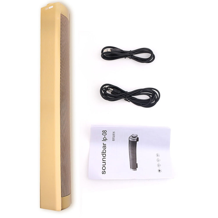 Soundbar LP-08 (CE0150) USB MP3 Player 2.1CH Bluetooth Wireless Sound Bar Speaker (Gold) - Desktop Speaker by buy2fix | Online Shopping UK | buy2fix