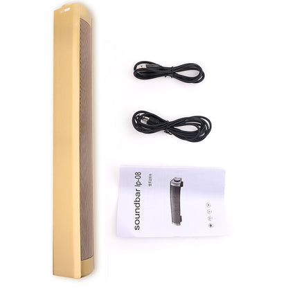 Soundbar LP-08 (CE0150) USB MP3 Player 2.1CH Bluetooth Wireless Sound Bar Speaker (Gold) - Desktop Speaker by buy2fix | Online Shopping UK | buy2fix