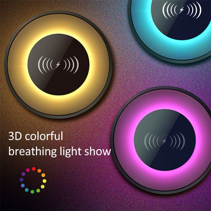 NewRixing NR-3500 Multi-function Atmosphere Light Wireless Charging Bluetooth Speaker with Hands-free Call Function, Support TF Card & USB & FM & AUX (Red) - Desktop Speaker by NewRixing | Online Shopping UK | buy2fix