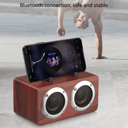 W5B Wooden Portable Dual Horn Stereo Bluetooth Speaker with Phone Holder, Support TF Card / AUX (Red) - Desktop Speaker by buy2fix | Online Shopping UK | buy2fix