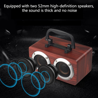 W5B Wooden Portable Dual Horn Stereo Bluetooth Speaker with Phone Holder, Support TF Card / AUX (Red) - Desktop Speaker by buy2fix | Online Shopping UK | buy2fix