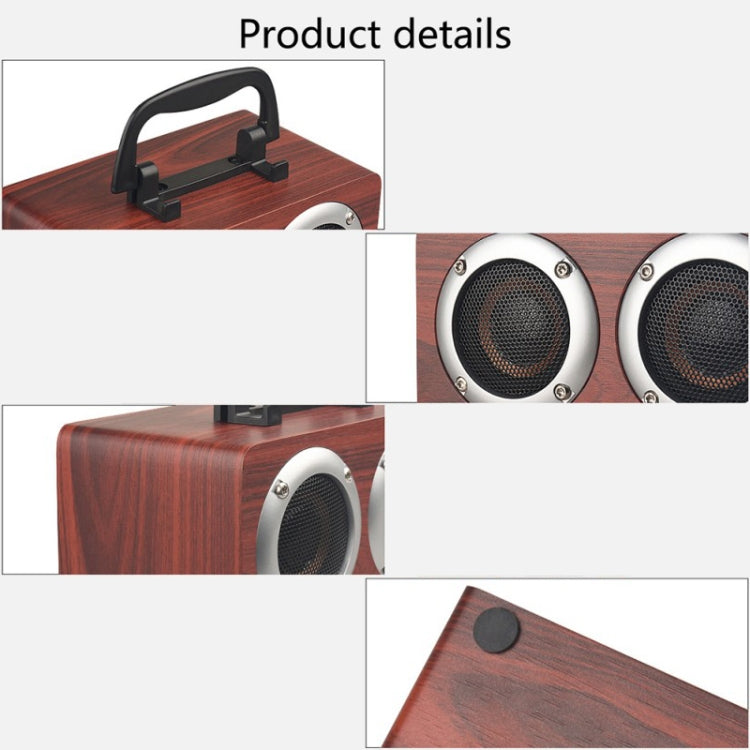 W5B Wooden Portable Dual Horn Stereo Bluetooth Speaker with Phone Holder, Support TF Card / AUX (Red) - Desktop Speaker by buy2fix | Online Shopping UK | buy2fix