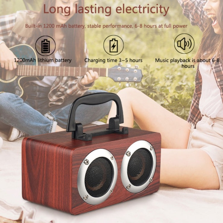 W5B Wooden Portable Dual Horn Stereo Bluetooth Speaker with Phone Holder, Support TF Card / AUX (Yellow) - Desktop Speaker by buy2fix | Online Shopping UK | buy2fix