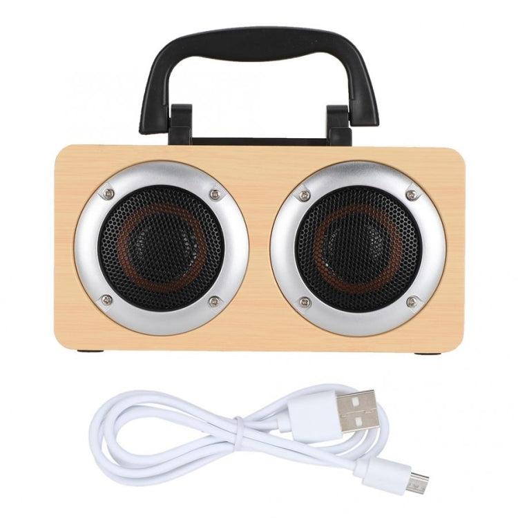 W5B Wooden Portable Dual Horn Stereo Bluetooth Speaker with Phone Holder, Support TF Card / AUX (Yellow) - Desktop Speaker by buy2fix | Online Shopping UK | buy2fix
