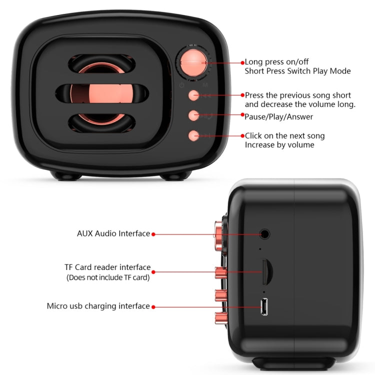 B11 Bluetooth 5.0 Retro Style Wireless Bluetooth Speaker, Supports Hands-free Calling & 32GB TF Card & 3.5mm Audio Jack(Black) - Desktop Speaker by buy2fix | Online Shopping UK | buy2fix