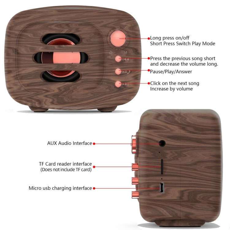 B11 Bluetooth 5.0 Retro Style Wireless Bluetooth Speaker, Supports Hands-free Calling & 32GB TF Card & 3.5mm Audio Jack (Wood) - Desktop Speaker by buy2fix | Online Shopping UK | buy2fix