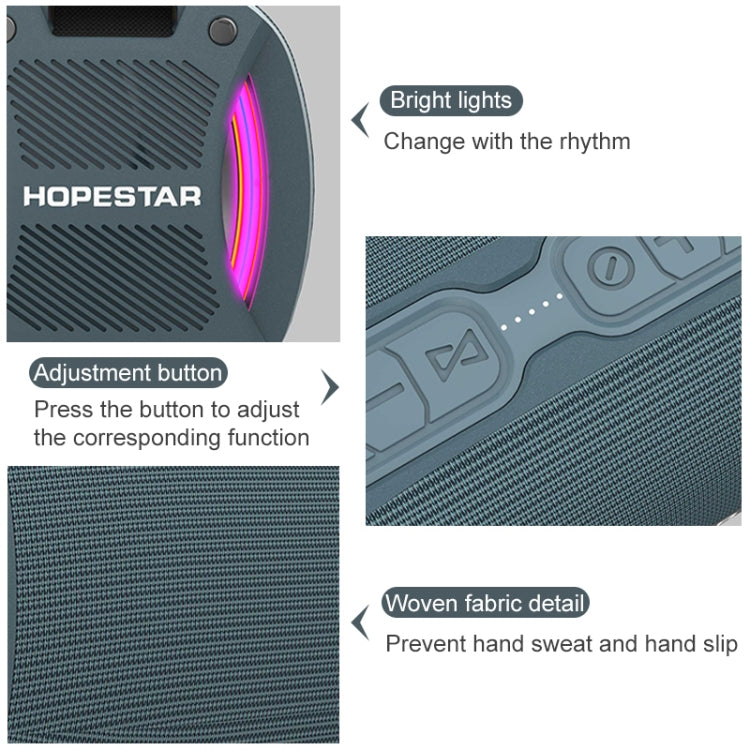 HOPESTAR H24 Pro TWS Portable Outdoor Waterproof Woven Textured Bluetooth Speaker with Rhythm Light, Support Hands-free Call & U Disk & TF Card & 3.5mm AUX & FM (Black) - Desktop Speaker by HOPESTAR | Online Shopping UK | buy2fix