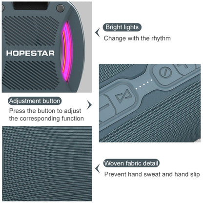 HOPESTAR H24 Pro TWS Portable Outdoor Waterproof Woven Textured Bluetooth Speaker with Rhythm Light, Support Hands-free Call & U Disk & TF Card & 3.5mm AUX & FM (Black) - Desktop Speaker by HOPESTAR | Online Shopping UK | buy2fix