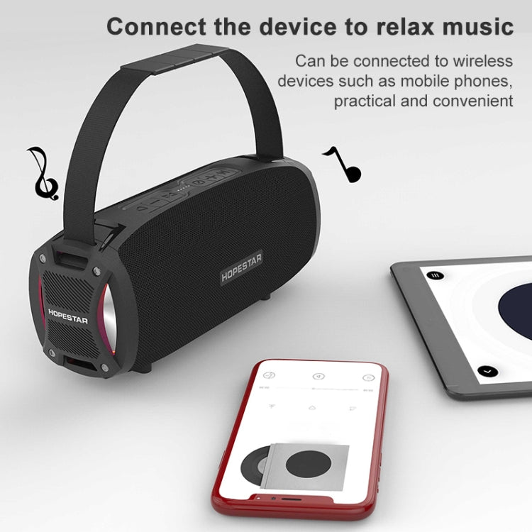 HOPESTAR H24 Pro TWS Portable Outdoor Waterproof Woven Textured Bluetooth Speaker with Rhythm Light, Support Hands-free Call & U Disk & TF Card & 3.5mm AUX & FM (Black) - Desktop Speaker by HOPESTAR | Online Shopping UK | buy2fix