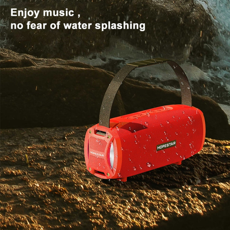 HOPESTAR H24 Pro TWS Portable Outdoor Waterproof Woven Textured Bluetooth Speaker with Rhythm Light, Support Hands-free Call & U Disk & TF Card & 3.5mm AUX & FM (Blue) - Desktop Speaker by HOPESTAR | Online Shopping UK | buy2fix