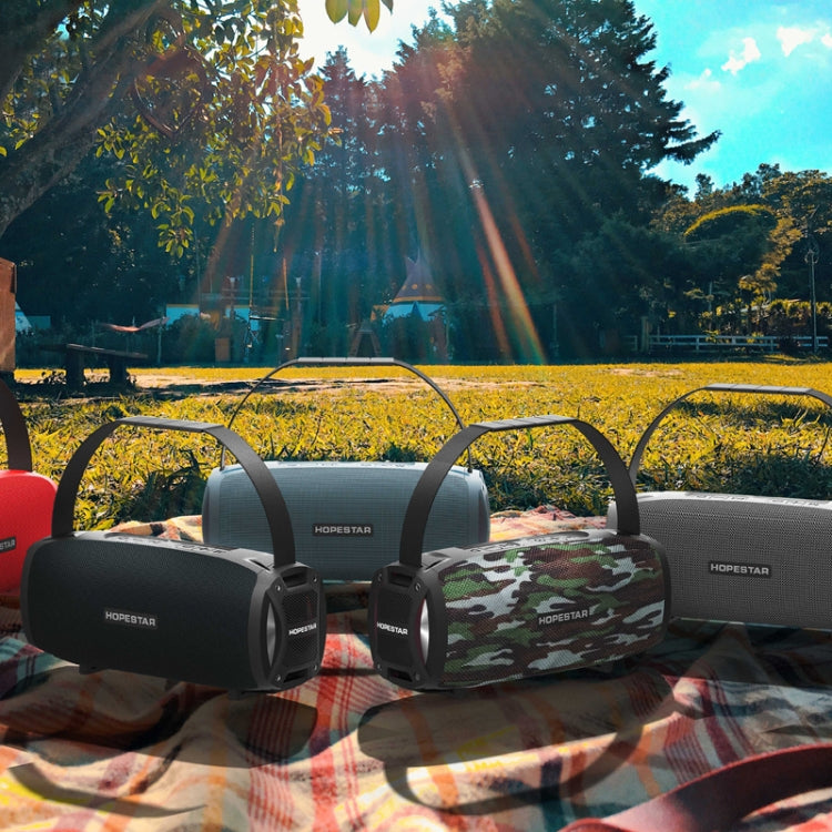 HOPESTAR H24 Pro TWS Portable Outdoor Waterproof Woven Textured Bluetooth Speaker with Rhythm Light, Support Hands-free Call & U Disk & TF Card & 3.5mm AUX & FM (Grey) - Desktop Speaker by HOPESTAR | Online Shopping UK | buy2fix