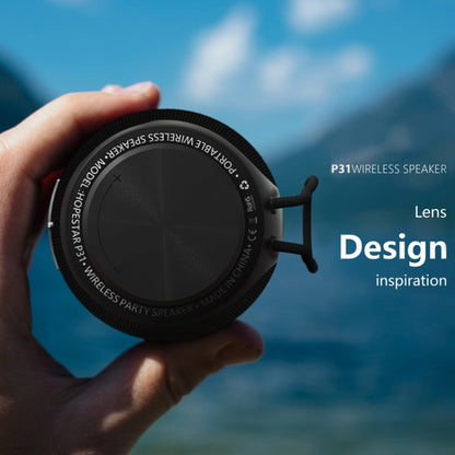 HOPESTAR P31 TWS Portable Outdoor Waterproof Lens-style Head Bluetooth Speaker with LED Color Light, Support Hands-free Call & U Disk & TF Card & 3.5mm AUX & FM (Red) - Desktop Speaker by HOPESTAR | Online Shopping UK | buy2fix