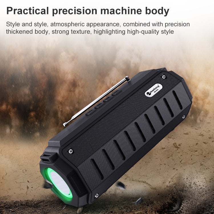 New Rixing NR-905FM TWS Bluetooth Speaker Support Hands-free Call / FM with Shoulder Strap & Antenna (Green) - Desktop Speaker by NewRixing | Online Shopping UK | buy2fix