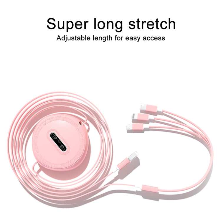 Micro + 8 Pin + Type-C / USB-C 3 In 1 Telescopic Charging Cable (Pink) - Multifunction Cable by buy2fix | Online Shopping UK | buy2fix