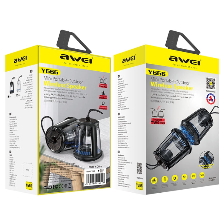 awei Y666 Mini Portable Outdoor Bluetooth Speaker, Support TWS Play - Desktop Speaker by awei | Online Shopping UK | buy2fix