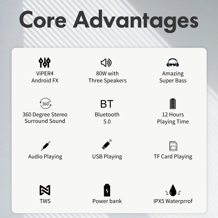 XDOBO X8 Plus 80W Wireless Bluetooth Speaker Outdoor Subwoofer Support TWS & TF Card & U Disk (Black) - Desktop Speaker by XDOBO | Online Shopping UK | buy2fix