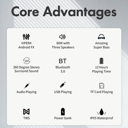 XDOBO X8 Plus 80W Wireless Bluetooth Speaker Outdoor Subwoofer Support TWS & TF Card & U Disk (Black) - Desktop Speaker by XDOBO | Online Shopping UK | buy2fix