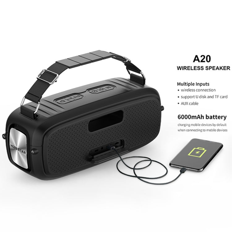 HOPESTAR A20 Pro TWS Portable Outdoor Waterproof Subwoofer Bluetooth Speaker with Microphone, Support Power Bank & Hands-free Call & U Disk & TF Card & 3.5mm AUX (Black) - Desktop Speaker by HOPESTAR | Online Shopping UK | buy2fix