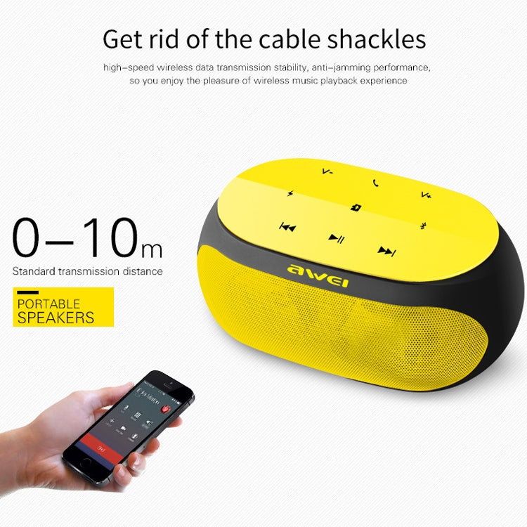 awei Y200 Wireless Bluetooth Speaker with Touch Buttons, Support Aux Line and TF Card(Yellow) - Desktop Speaker by awei | Online Shopping UK | buy2fix