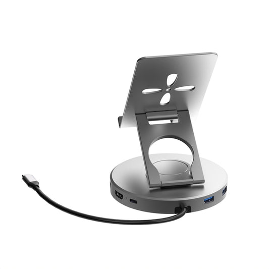 V269A 10 in 1 Type-C / USB-C PD Power 4K/60Hz Multiport HUB Expansion Dock Swivel Stand HDMI Dongle Docking Station - Desktop Holder by buy2fix | Online Shopping UK | buy2fix