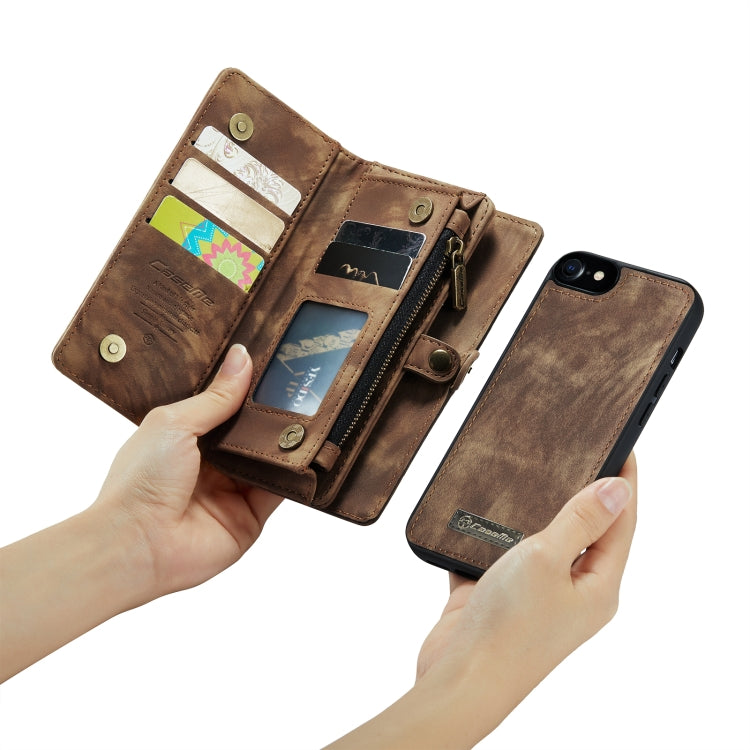 CaseMe for  iPhone 8 & 7  Multifunctional Leather Billfold with Detachable Magnetic PC Back Protective Case & Holder & 10 Card Slots & 3 Cash Slots & 1 Zipper Wallet & 2 Photo Frames & 3 Magnetic Clasps(Coffee) - More iPhone Cases by CaseMe | Online Shopping UK | buy2fix