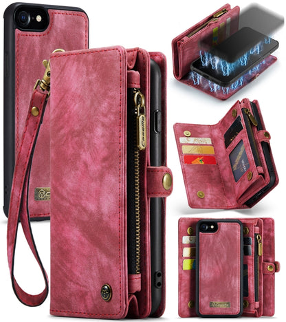 CaseMe for  iPhone 8 & 7  Multifunctional Leather Billfold with Detachable Magnetic PC Back Protective Case & Holder & 10 Card Slots & 3 Cash Slots & 1 Zipper Wallet & 2 Photo Frames & 3 Magnetic Clasps(Red) - More iPhone Cases by CaseMe | Online Shopping UK | buy2fix