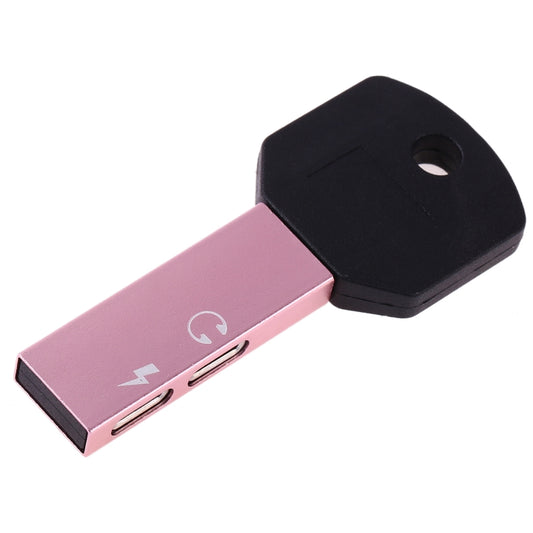 RC16 Dual 8 Pin Female to 8 Pin Male Key Shape Mini Portable Audio & Charge Adapter(Pink) by buy2fix