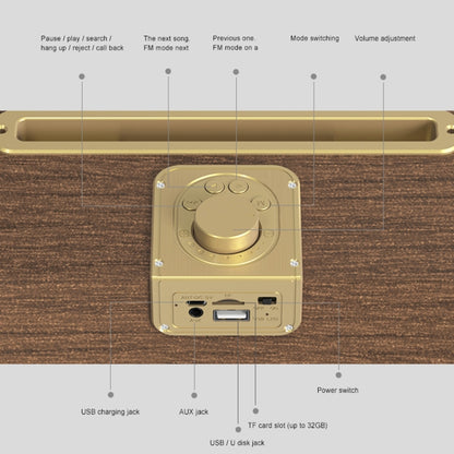 Oneder V6 Portable Wireless Bluetooth Speaker, Support Hands-free & FM & TF Card & AUX & USB Drive (Bronze) - Desktop Speaker by OneDer | Online Shopping UK | buy2fix