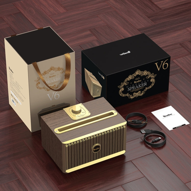 Oneder V6 Portable Wireless Bluetooth Speaker, Support Hands-free & FM & TF Card & AUX & USB Drive (Bronze) - Desktop Speaker by OneDer | Online Shopping UK | buy2fix