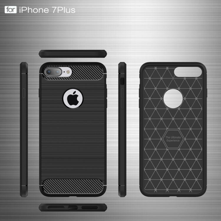 For iPhone 7 Plus Brushed Texture Fiber TPU Rugged Armor Protective Case(Black) by buy2fix