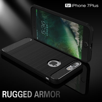 For iPhone 7 Plus Brushed Texture Fiber TPU Rugged Armor Protective Case(Black) by buy2fix