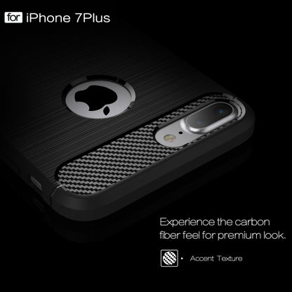 For iPhone 7 Plus Brushed Texture Fiber TPU Rugged Armor Protective Case(Black) by buy2fix
