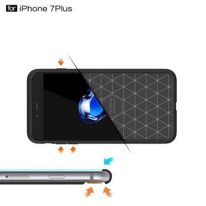 For iPhone 7 Plus Brushed Texture Fiber TPU Rugged Armor Protective Case(Red) by buy2fix