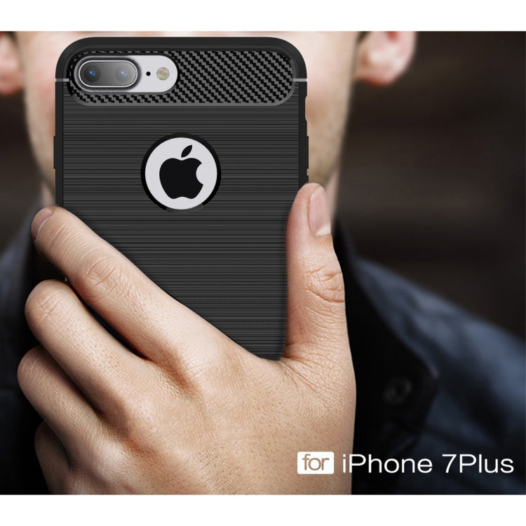 For iPhone 7 Plus Brushed Texture Fiber TPU Rugged Armor Protective Case(Red) by buy2fix