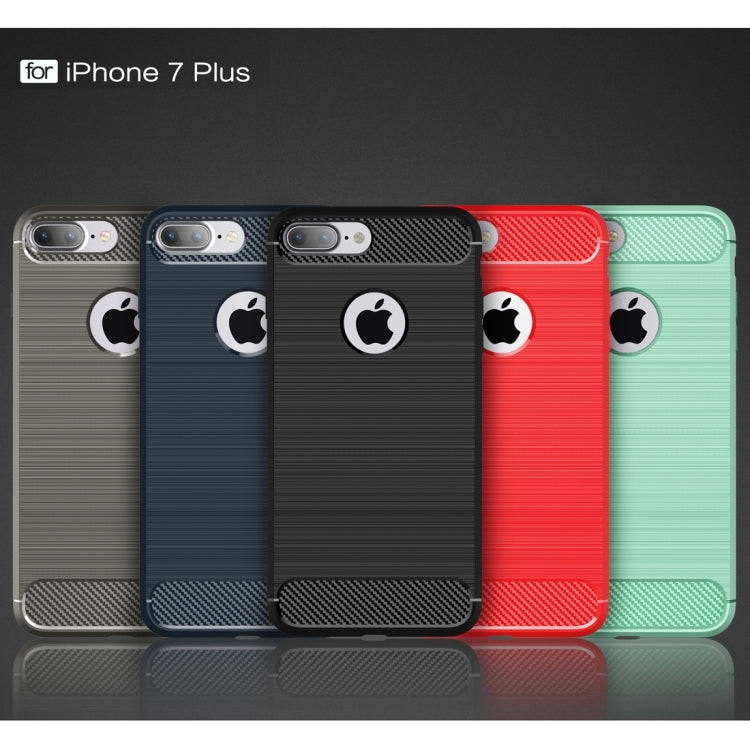 For iPhone 7 Plus Brushed Texture Fiber TPU Rugged Armor Protective Case(Black) by buy2fix