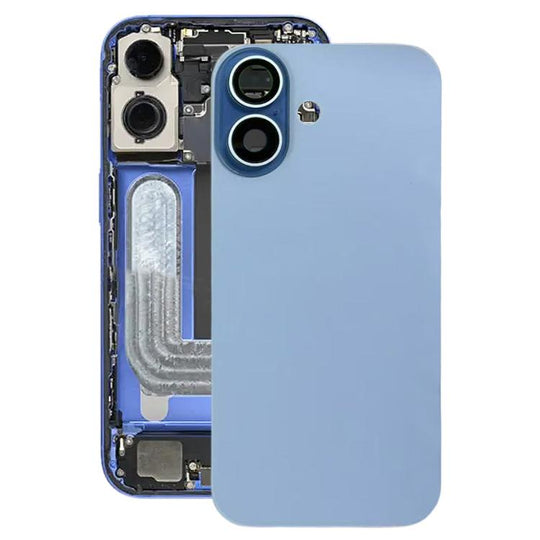 For iPhone 17 Glass Battery Back Cover with Camera Lens Frame(Blue)