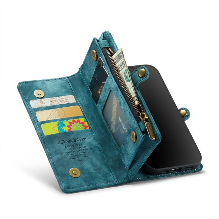 CaseMe for iPhone 8 Plus & 7 Plus   Multifunctional Leather Billfold with Detachable Magnetic PC Back Protective Case & Holder & 11 Card Slots & 3 Cash Slots & 1 Zipper Wallet & 2 Photo Frames & 3 Magnetic Clasps(Blue) - More iPhone Cases by CaseMe | Online Shopping UK | buy2fix