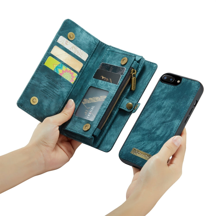CaseMe for iPhone 8 Plus & 7 Plus   Multifunctional Leather Billfold with Detachable Magnetic PC Back Protective Case & Holder & 11 Card Slots & 3 Cash Slots & 1 Zipper Wallet & 2 Photo Frames & 3 Magnetic Clasps(Blue) - More iPhone Cases by CaseMe | Online Shopping UK | buy2fix