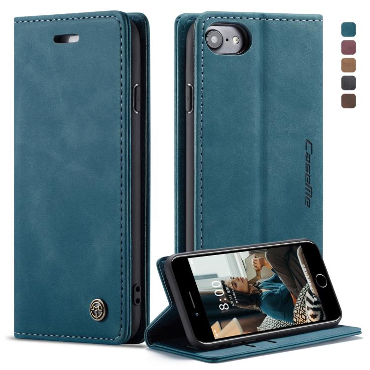 CaseMe-013 Multifunctional Retro Frosted Horizontal Flip Leather Case for iPhone 7 / 8, with Card Slot & Holder & Wallet(Blue) by CaseMe