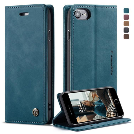 CaseMe-013 Multifunctional Retro Frosted Horizontal Flip Leather Case for iPhone 7 / 8, with Card Slot & Holder & Wallet(Blue) by CaseMe