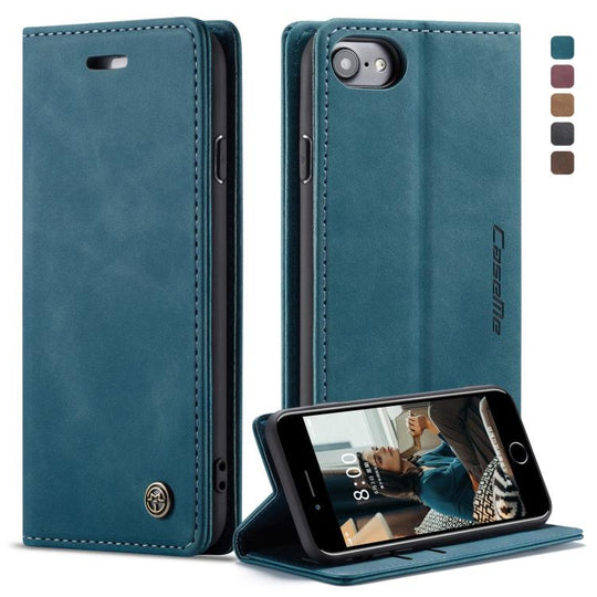 CaseMe-013 Multifunctional Retro Frosted Horizontal Flip Leather Case for iPhone 7 / 8, with Card Slot & Holder & Wallet(Blue)