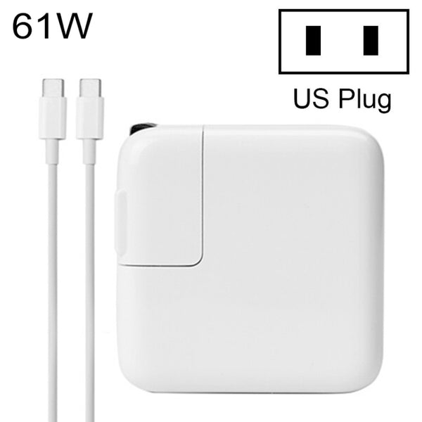 61W Type-C Power Adapter Portable Charger with 1.8m Type-C Charging Cable, US Plug(White) by buy2fix