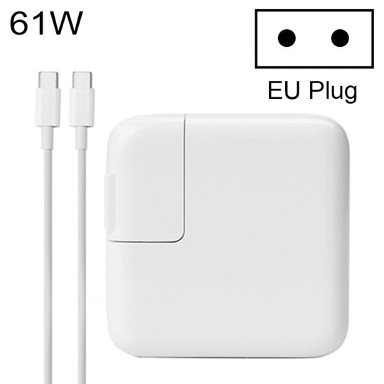 Chargeur portable adaptateur secteur 61 W Type-C avec câble de chargement Type-C de 1,8 m, prise UE, pour MacBook, Xiaomi, Huawei, Lenovo, ASUS, Thinkpad et autres ordinateurs portables (blanc)