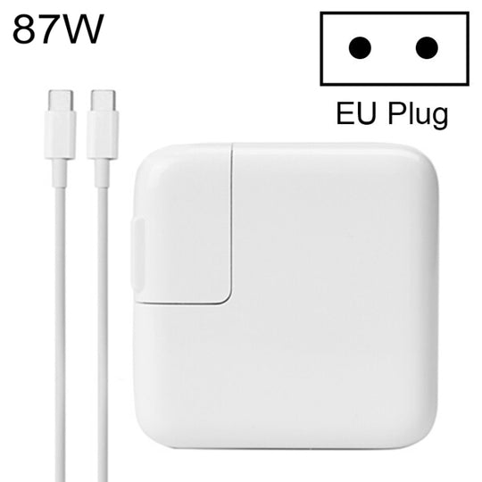 Chargeur portable adaptateur secteur 87 W Type-C avec câble de chargement Type-C de 1,8 m, prise UE, pour MacBook, Xiaomi, Huawei, Lenovo, ASUS, Thinkpad et autres ordinateurs portables (blanc)