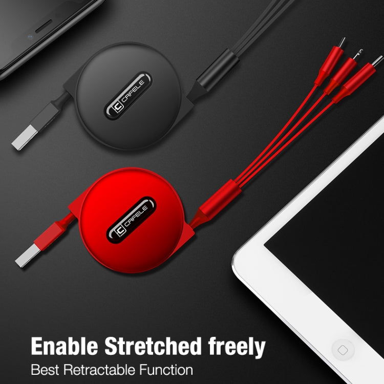 CAFELE 3 In 1 8 Pin + Micro USB + Type-C / USB-C Charging Data Cable, Length: 1.2m(Red) - Multifunction Cable by CAFELE | Online Shopping UK | buy2fix