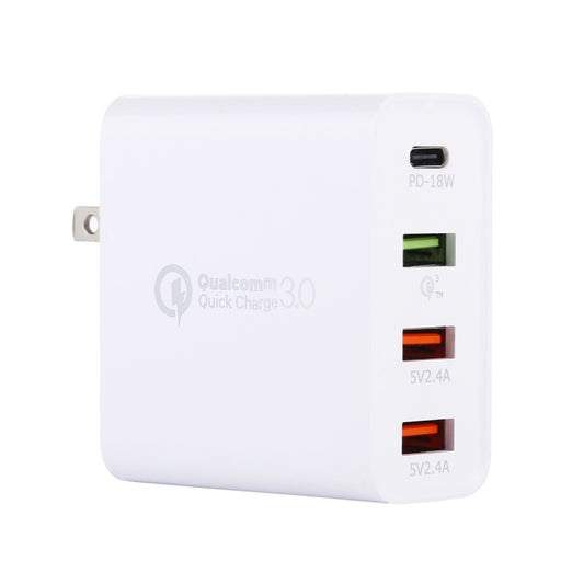 A3 PD 18W USB-C / Type-C + QC3.0 USB + Dual USB Interface Travel Charger Set, US Plug / EU Plug / UK Plug by buy2fix