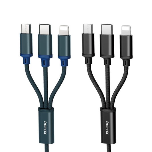 REMAX RC-131TH 1m 2.8A 3 in 1 USB to 8 Pin & USB-C / Type-C & Micro USB Charging Cable(Black) by REMAX