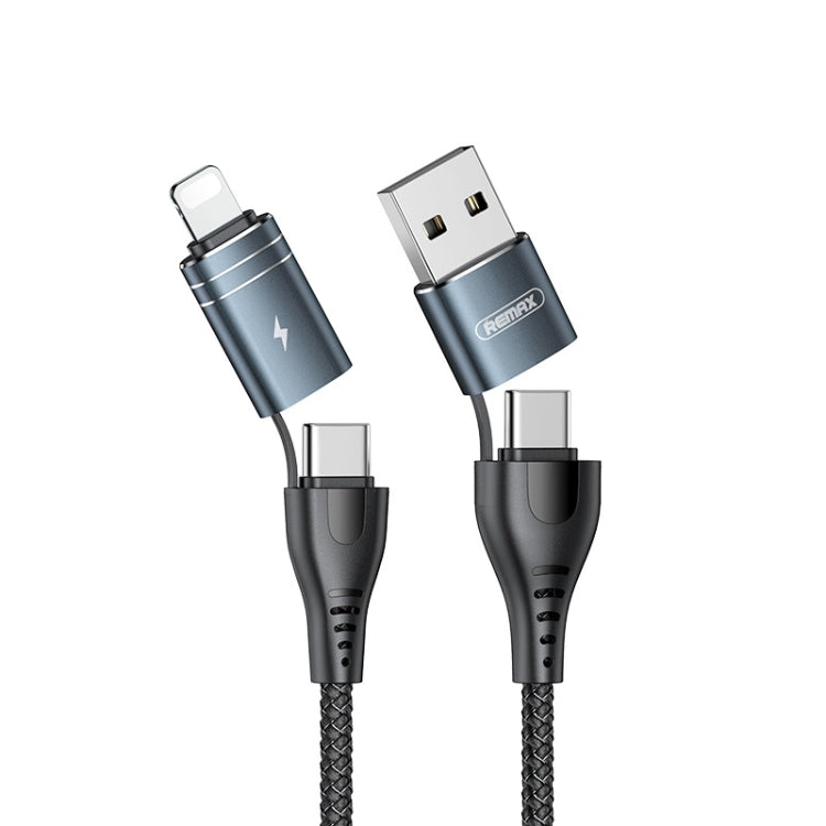 REMAX RC-164 4 in 1 USB + USB-C / Type-C to 8 Pin + USB-C / Type-C Fast Charging Data Cable, Cable Length: 1m(Black) - Multifunction Cable by REMAX | Online Shopping UK | buy2fix