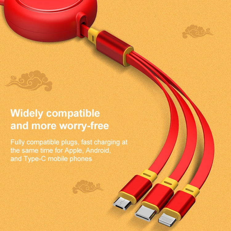 K042 1.2m 3A 3 in 1 USB to 8 Pin + USB-C / Type-C + Micro USB Bull Head Retractable Data Cable - Multifunction Cable by buy2fix | Online Shopping UK | buy2fix